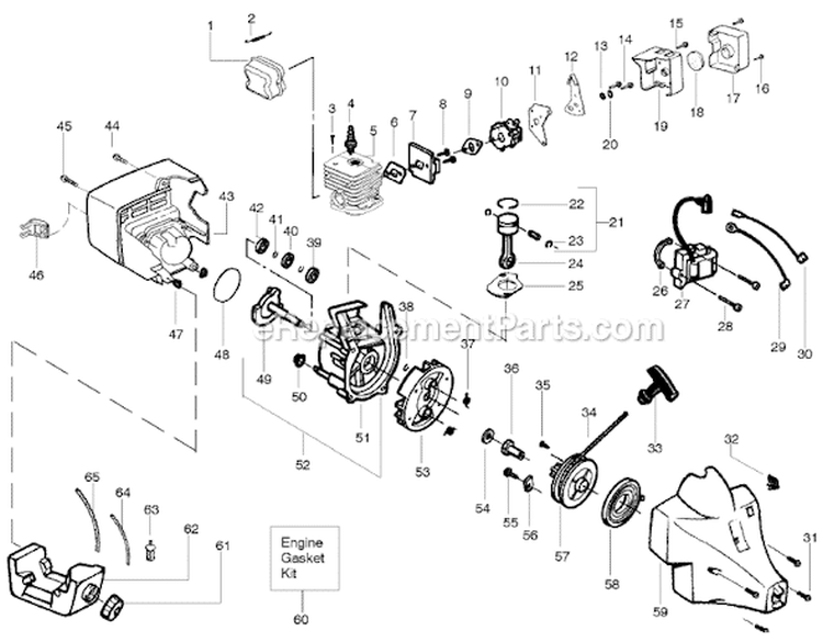 Page C Diagram and Parts List for XT600 Type 2 Weed Eater Trimmer